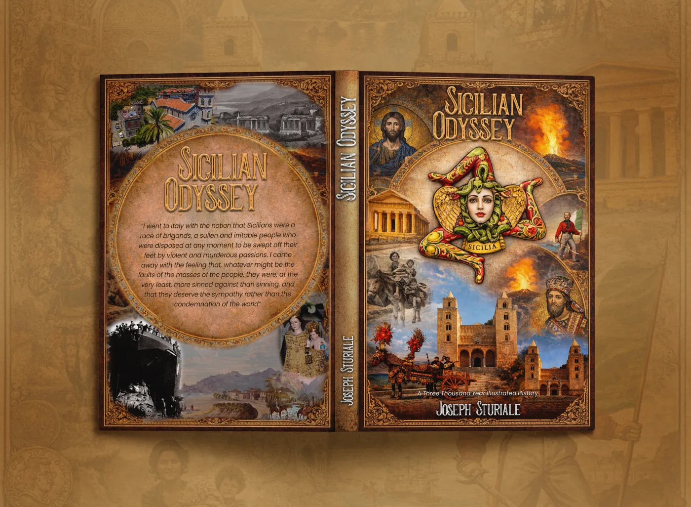 Sicilian Odyssey - illustrated history book cover design