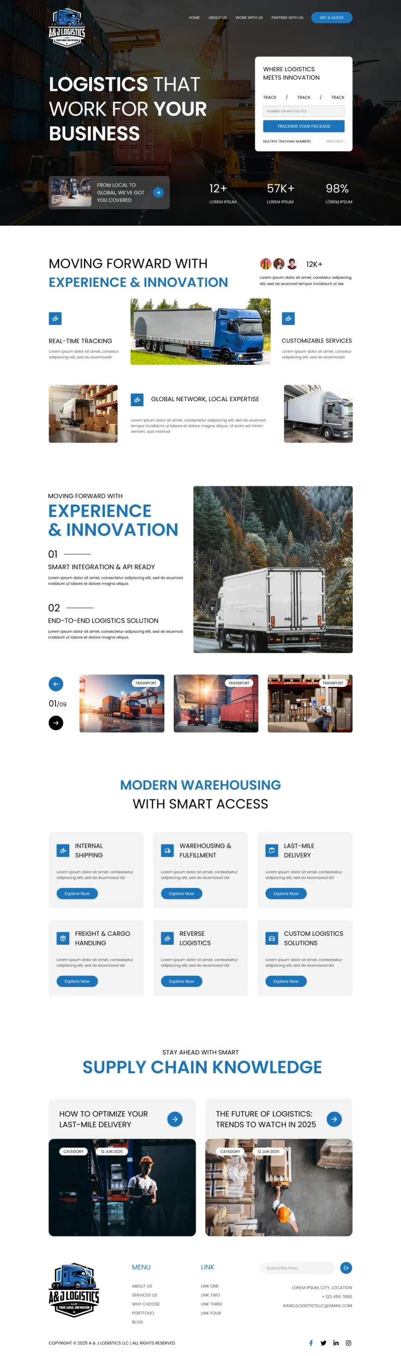 A & J Logistics LLC - website design by The Website Providers