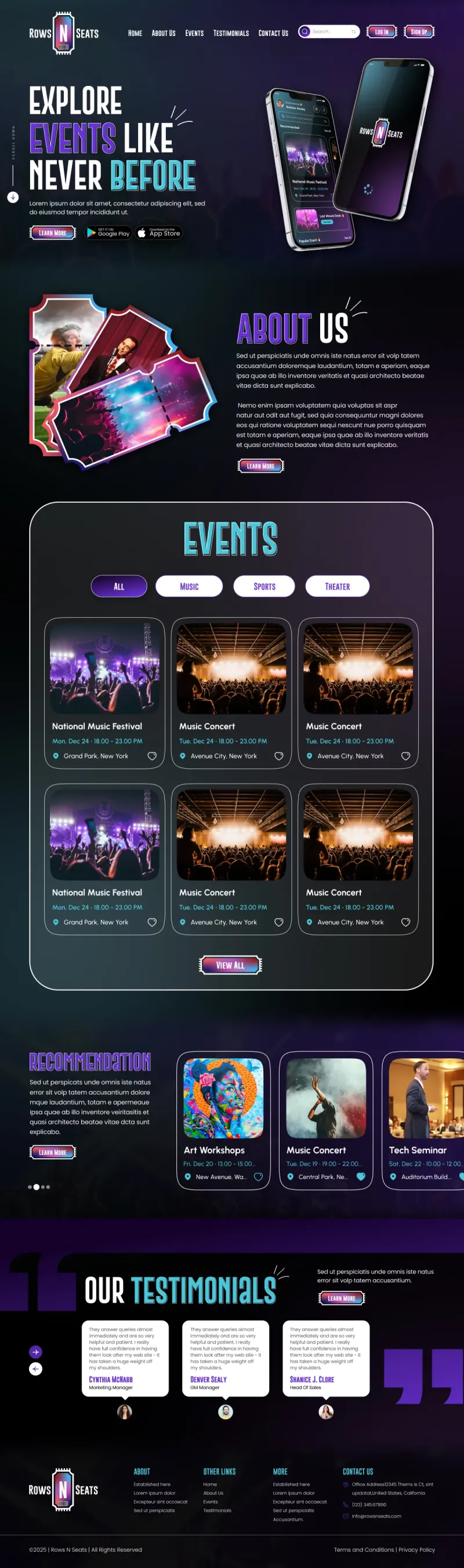 Rows N Seats - website design by The Website Providers